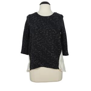 KENSIE Woven Front Top Womens Black Sheer Ivory Back